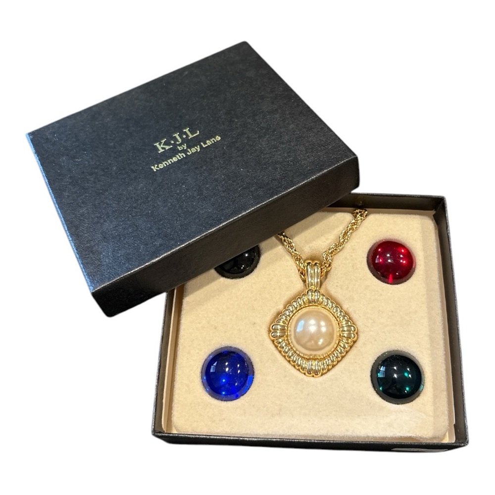 Kenneth Jay Lane Vintage Goldtone 5
Interchangeable Color Glass Necklace JB4